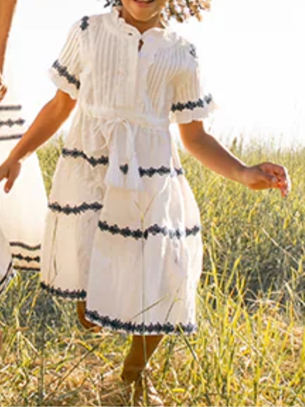 Ivy City Co Santorini tiered dress, 100%, cotton, embroidered flower details. - Picture 4 of 13